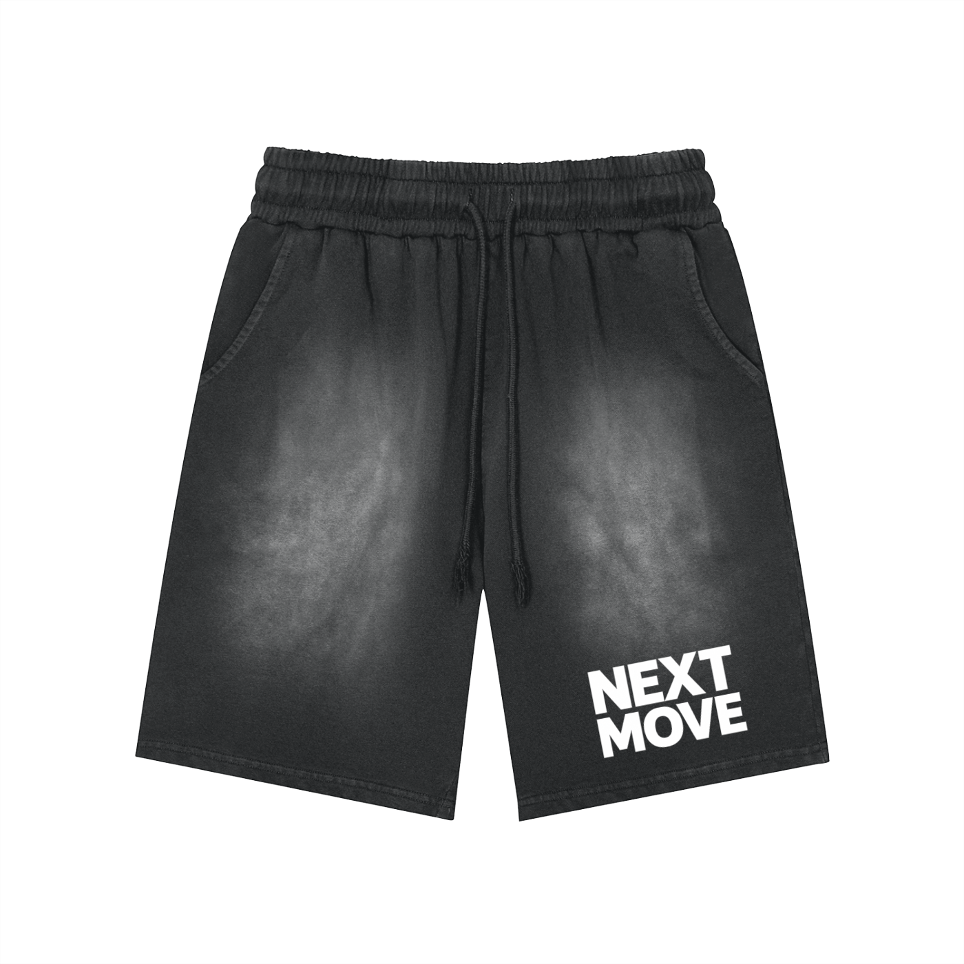 Rectangle Patch Monkey Washed Shorts