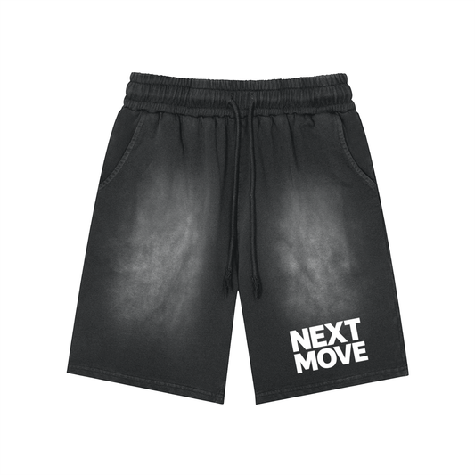 Rectangle Patch Monkey Washed Shorts