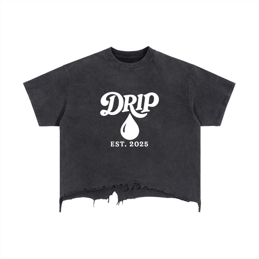 Vintage Wash Boxy Distressed Hem T-Shirt